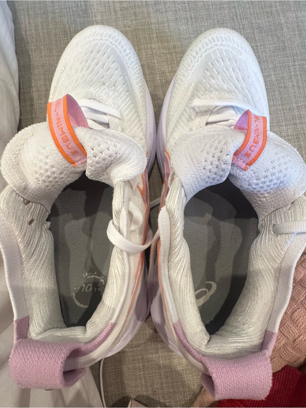 ASICS Women's White Running Shoes with Peach & Light Purple Accents - Picture 4 of 6